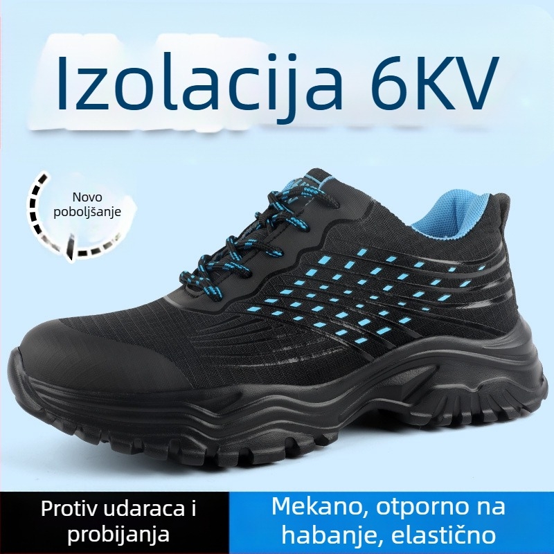 Muške sigurnosne radne cipele, lagana mekana potplata, čelični vrh, zaštita od udara i probijanja, izolirane za električare, gornji dio od Flyknit mreže