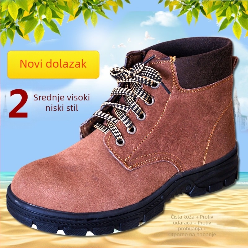 Izolirane zaštitne radne cipele, visoke kožne cipele za zaštitu od udara i probijanja, muške cipele od goveđe kože, tople radne cipele za proljeće i ljeto