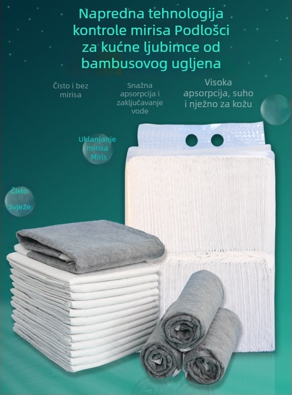 Podloga za kućne ljubimce s bambusovim aktivnim ugljem, jednokratna, debeli upijajući jastučić za pse