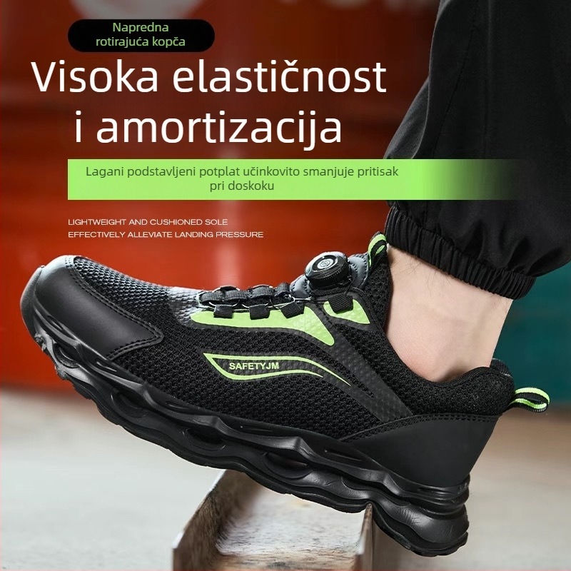 Muške ultra lagane cipele za sigurnost s mekim potplatom i plastično-čeličnim vrhom, otporne na udarce i proboj, otporne na habanje i prljavštinu
