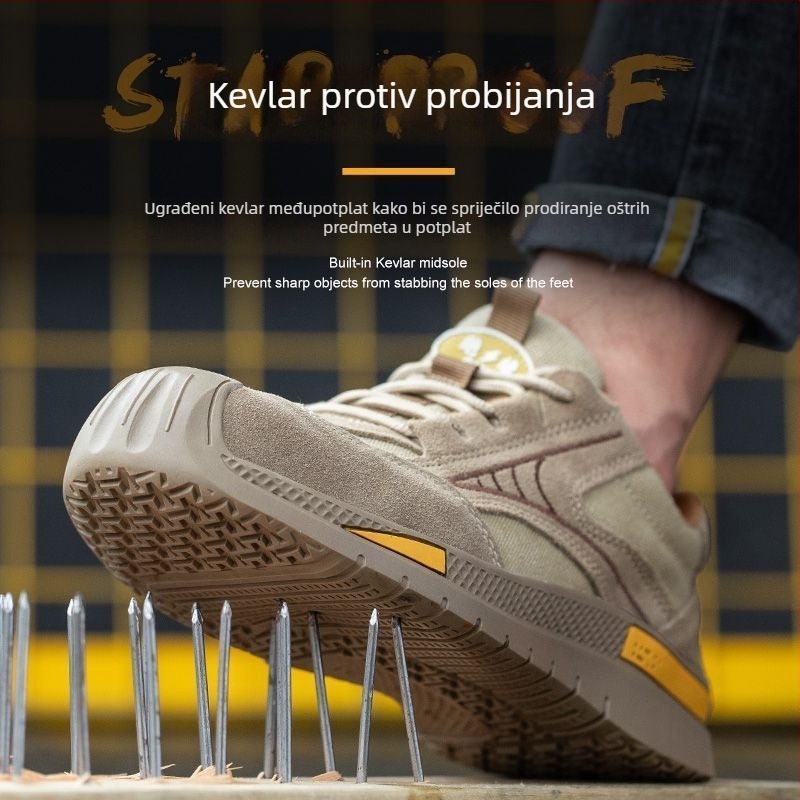 Muške zaštitne radne cipele za proljeće i jesen, s čeličnim prstom, otporne na udarce i perforacije, lagane, mekani đonovi, izolirane, zaštita na gradilištu