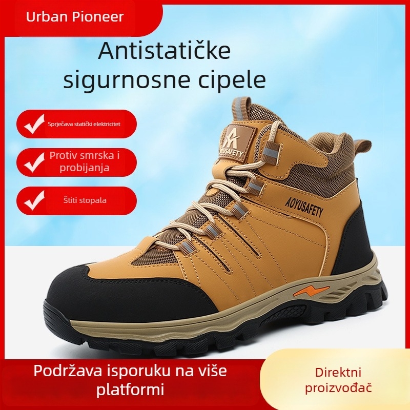 Antistatične muške cipele za sigurnost, visoke, otporne na habanje i prljavštinu, za čiste radionice, s plastičnom zaštitom prstiju, izolirane