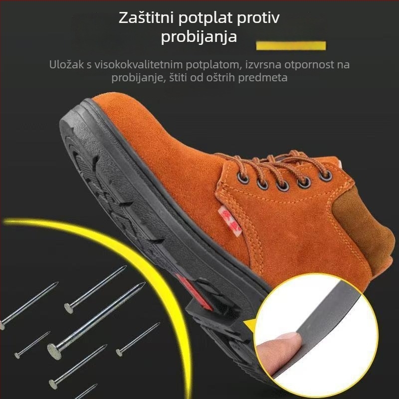 Muške cipele za zavarivanje, visoke, sve sezone, čelična kapica, protiv opeklina, otpornost na udarce, otpornost na probijanje, protuklizne, s kontrolom mirisa