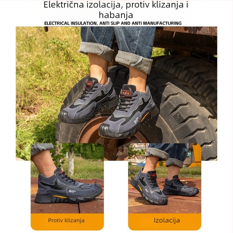 Muške radne cipele s fleece unutrašnjosti, izolirane, otporne na udarce i probijanje, otporne na habanje, protuklizne potplata, za sve sezone