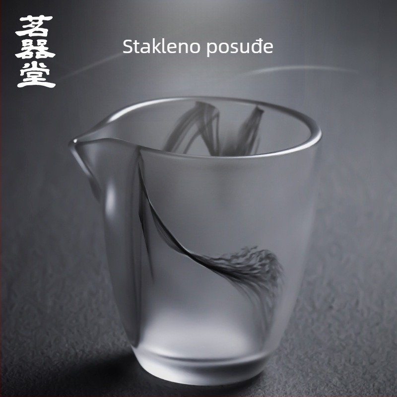 Veliki termički otporan stakleni Gongfu čajni set s glaziranim završetkom, japanskog stila čajna kanica i šalice