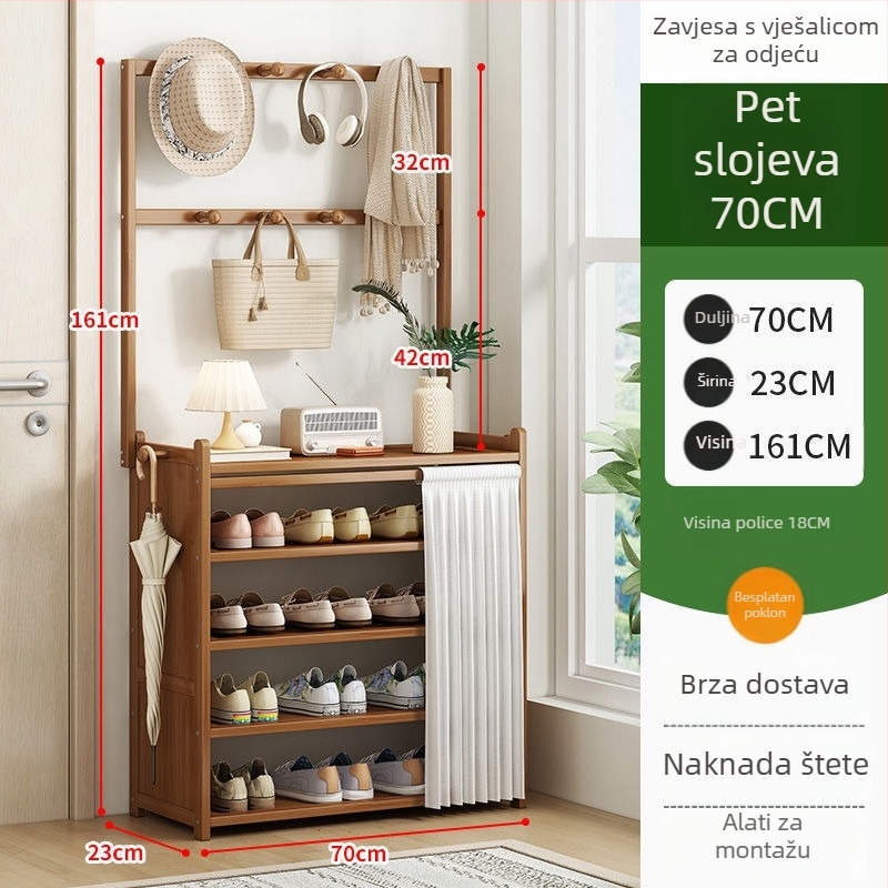 Slobodno stojeći višeslojni regal za cipele od bambusa, ulazni ormar s zaštitom od prašine za cipele i šešire
