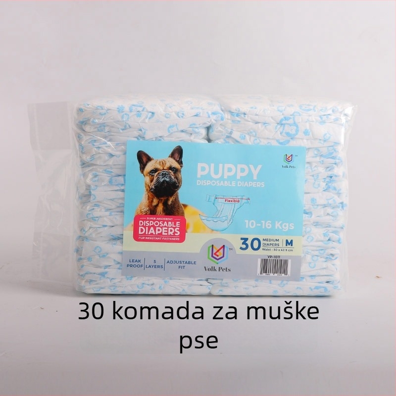 30 komada velike pakiranja pelena za pse, za mužjake i ženke, jednokratne higijenske gaćice za kućne ljubimce