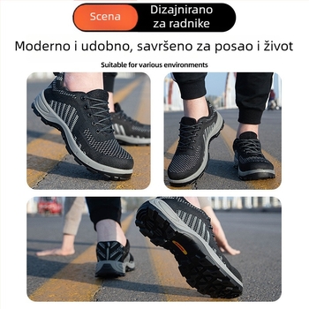 Prozračne radne cipele s čeličnim vrhom, otporne na udarce i probijanje, otporne na habanje, lagane radne cipele za gradilište