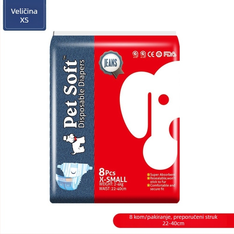 Petsoft denim pelene za ženke psa - netkano tkivo, menstrualne hlače