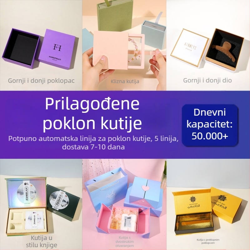 Kutija za pakiranje čarapa s prugastim duginim bojama, za 5 ili 7 pari, dvodijelna tvrda kutija