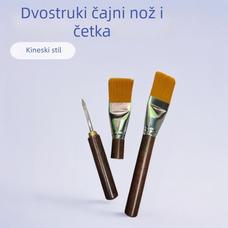 Električna drvena četkica za čaj, dvostruki čajni nož od ebona, četka za održavanje čajnika, četka za čajnu pladnju, najlon dlačice, dodaci za čajni set, čajni stol