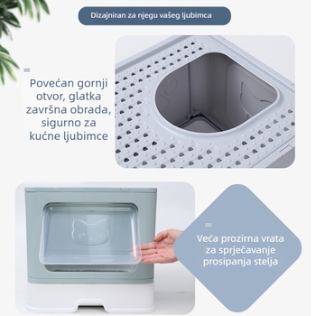 Potpuno zatvorena kutija za mačji toalet sa izvlačnim ladicom, velika, sklopiva