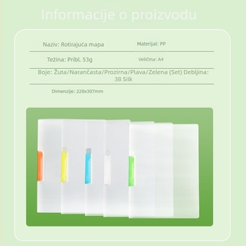 No Worries A4 organizator za testne listove s klipom za šipku, veliki kapacitet, rotirajući dosije