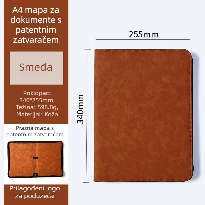 A4 dokument folder sa zatvaračem, PP materijal, prilagodljiv logotip