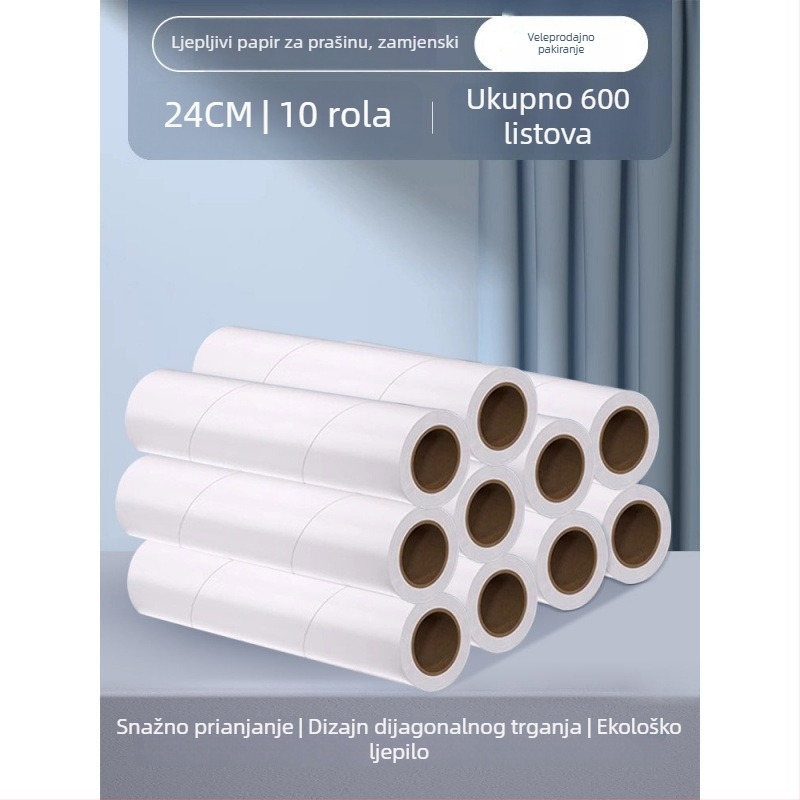 Birch Bamboo valjak za uklanjanje vlasova s ljepljivim papirom, zamjenjivim jezgrom i četkom