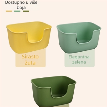 57 Ogromna kutija za pijesak mačaka, otvorenog dizajna, jednodjelna, ekstra velika, poluotvorena, anti-prskanje pijeska, debela posuda