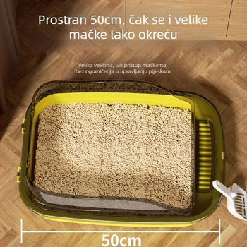 Debljena poluzatvorena kutija za mačji pijesak, naddimenzionirana za mačke i mačiće