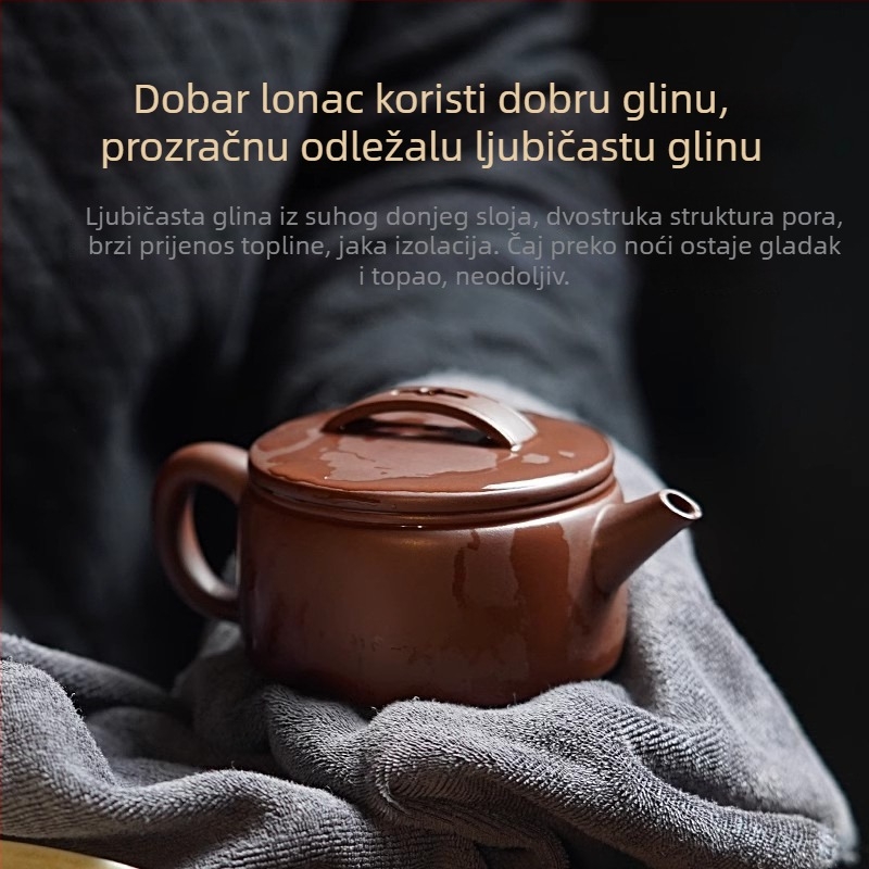 Autentičan Yixing čajnik od purpurne gline, premium kvalitete, moderan minimalistički stil, za kućnu upotrebu, dar u kutiji