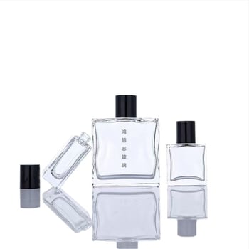 Staklene bočice za parfem, kapaciteti 50 ml, 100 ml i 30 ml, gradijentna plava, prozirna crna i plava.
