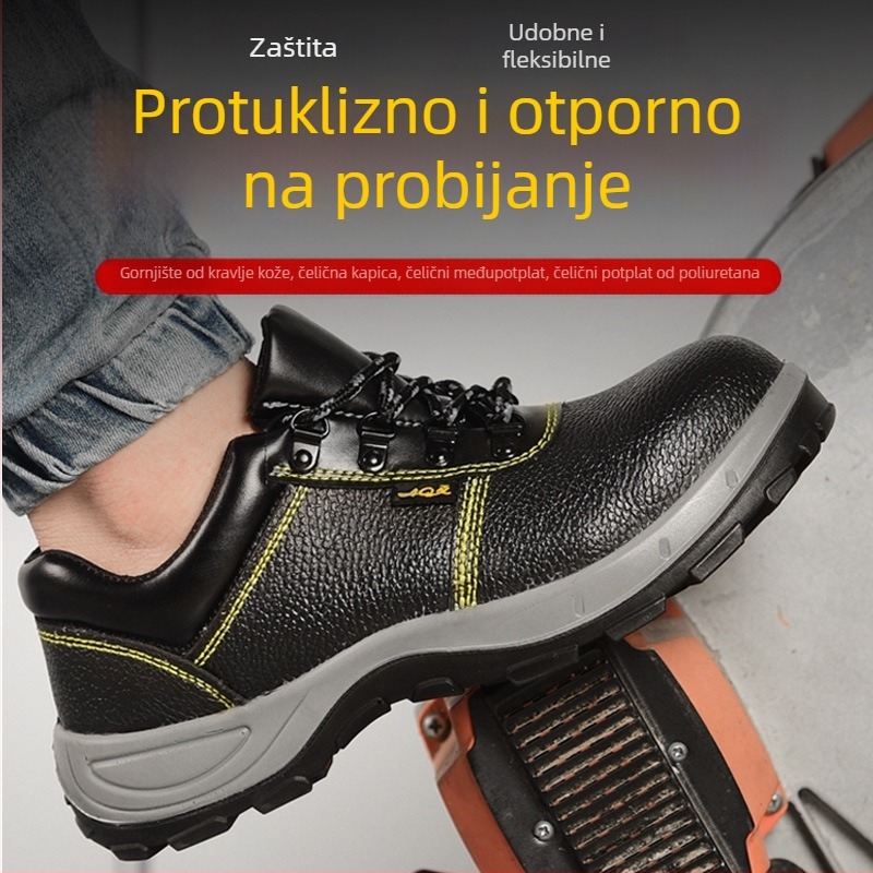Muške cipele za sigurnost s čeličnim prstom, otporne na udarce i probijanje, izdrživa potplat; gornji dio: reljefna kravlja koža ili mikrovlakna koža; PEAKSTEP