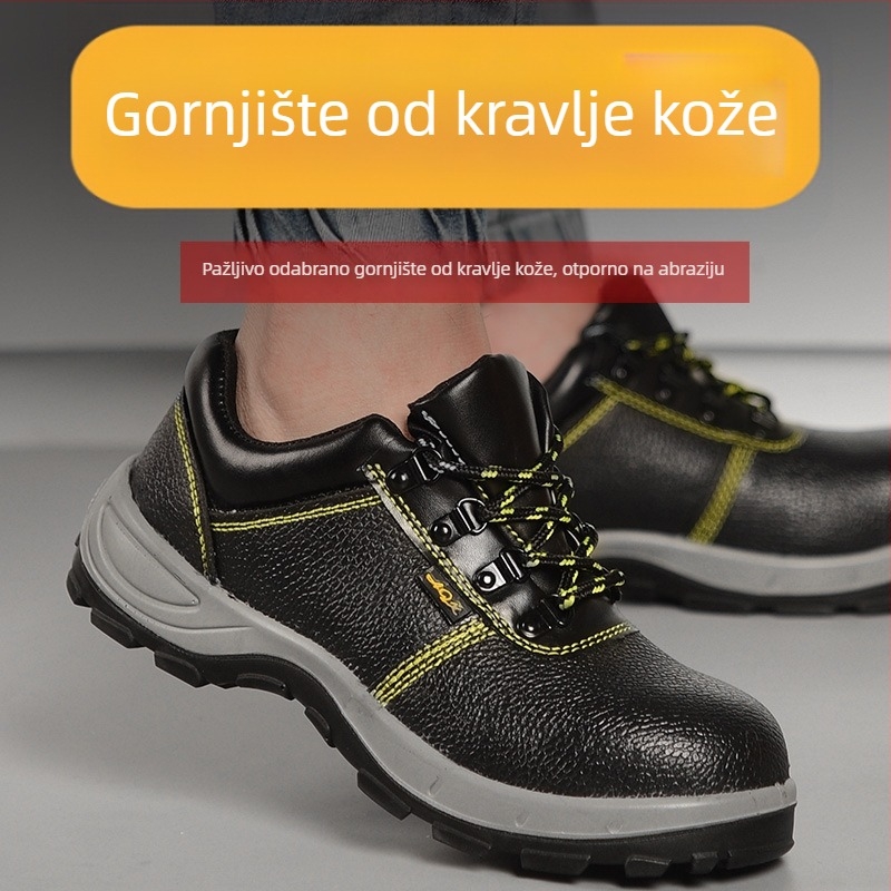 Muške cipele za sigurnost s čeličnim prstom, otporne na udarce i probijanje, izdrživa potplat; gornji dio: reljefna kravlja koža ili mikrovlakna koža; PEAKSTEP