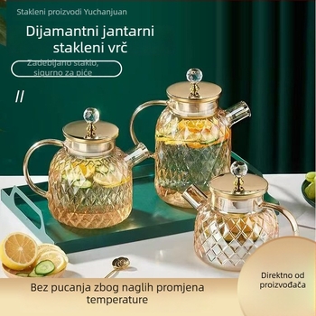 Staklena karafa za hladnu vodu, debelo staklo, velik kapacitet, pogodna za sokove, hladne napitke i čaj, Amber Diamond dizajn