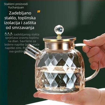 Staklena karafa za hladnu vodu, debelo staklo, velik kapacitet, pogodna za sokove, hladne napitke i čaj, Amber Diamond dizajn