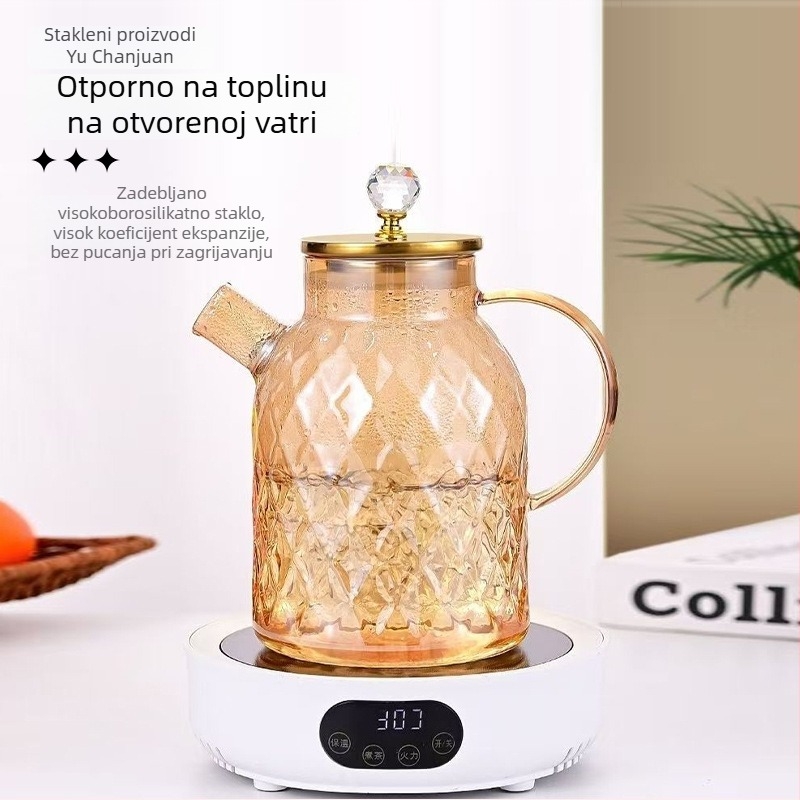 Staklena karafa za hladnu vodu, debelo staklo, velik kapacitet, pogodna za sokove, hladne napitke i čaj, Amber Diamond dizajn