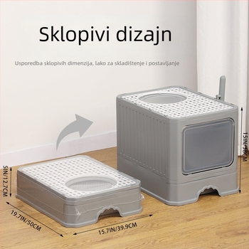 Izuzetno velika potpuno zatvorena kutija za mačji izmet s dvostrukim vratima, protiv prskanja, ladica za deodorant