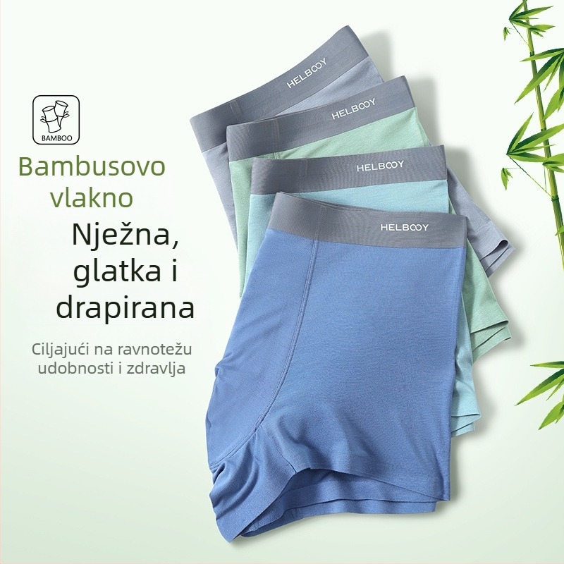 Muške bokserice od bambusovih vlakana, 3-komplet, prozračne, antibakterijske, bezšivne, srednji pojas, osvježavajući osjećaj, u kutiji za poklon