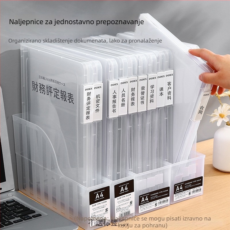 Prozirna kutija za dokumente za kućnu upotrebu, organizator za A4 dokumente i certifikate, velik kapacitet, stolni organizator s poklopcem