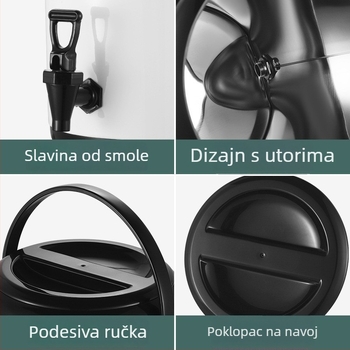 Nerđajući čelik s bijelim esmalomom, izolirani spremnik za napitke velikog kapaciteta za mliječni čaj, sojino mlijeko i kavu, trostupanjska izolacija, komercijalna uporaba