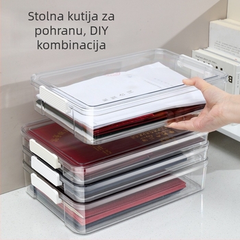Prozirna A4 kutija za dokumente s poklopcem – za važne dokumente, kućni registar i ispitne radove – organizacija, može se slagati