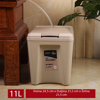Plastična kanta za ostatke čaja sa četvrtastim poklopcem, kliznim mehanizmom i filtrirnim slojem; kućna posuda za čaj