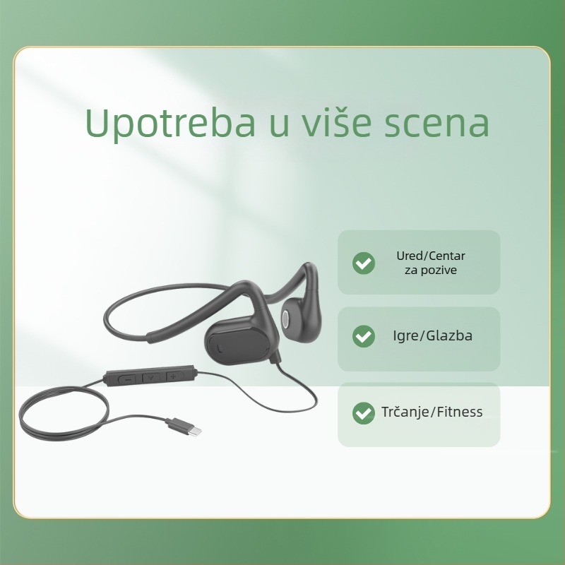Haomedia H10 otvorene stražnje slušalice za računalo, kabelske, s mikrofonom, za sport, igre i vožnju biciklom