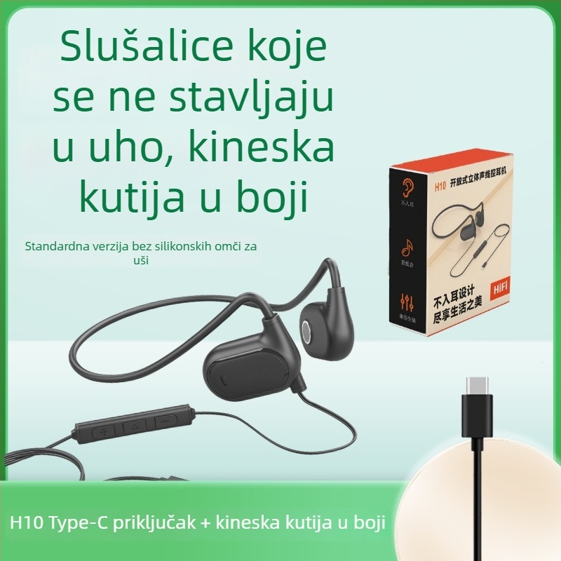 Haomedia H10 otvorene stražnje slušalice za računalo, kabelske, s mikrofonom, za sport, igre i vožnju biciklom