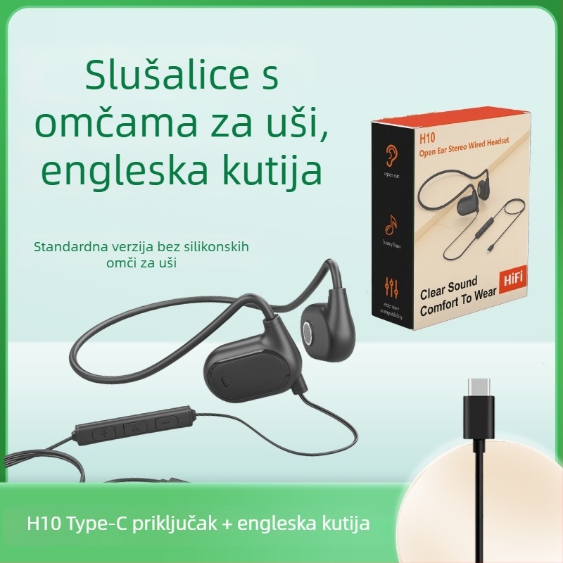 Haomedia H10 otvorene stražnje slušalice za računalo, kabelske, s mikrofonom, za sport, igre i vožnju biciklom