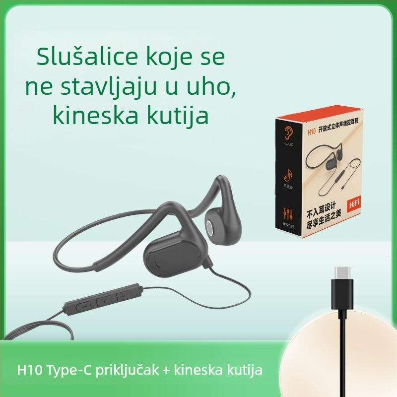 Haomedia H10 otvorene stražnje slušalice za računalo, kabelske, s mikrofonom, za sport, igre i vožnju biciklom