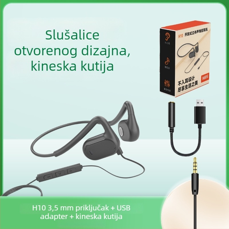 Haomedia H10 otvorene stražnje slušalice za računalo, kabelske, s mikrofonom, za sport, igre i vožnju biciklom