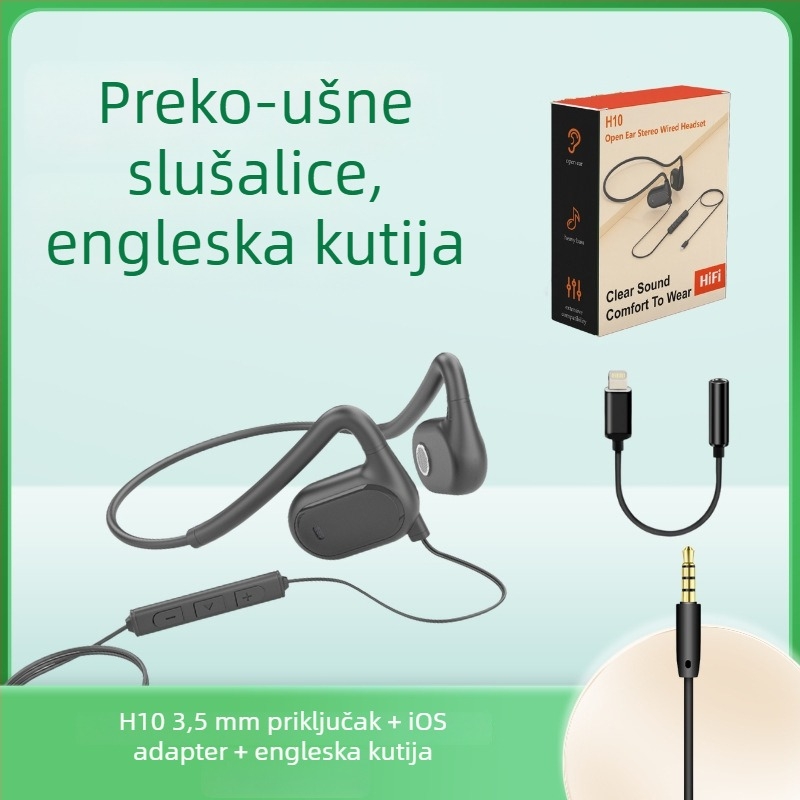 Haomedia H10 otvorene stražnje slušalice za računalo, kabelske, s mikrofonom, za sport, igre i vožnju biciklom