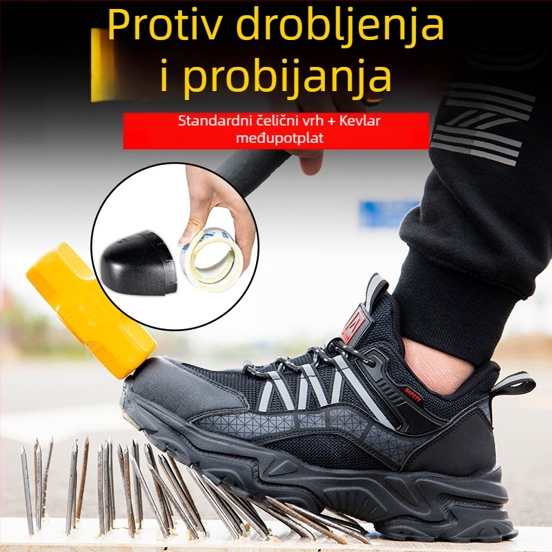 Muške sigurnosne cipele s mrežastim gornjim dijelom, čeličnim vrhom, zaštita od probijanja i udaraca