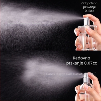 100 ml staklena bočica za parfem, kapica od cinkovog legura, plosnat kvadratni oblik kozmetičkog spreja