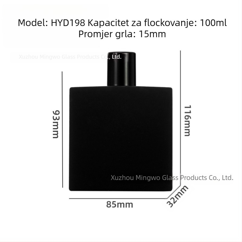 100 ml staklena bočica za parfem, kapica od cinkovog legura, plosnat kvadratni oblik kozmetičkog spreja