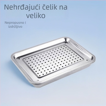 Perforirani čajni tanjur od nehrđajućeg čelika, servisni pladanj za kućnu i poslovnu upotrebu, odvod vode i ulja, pleh za pečenje.