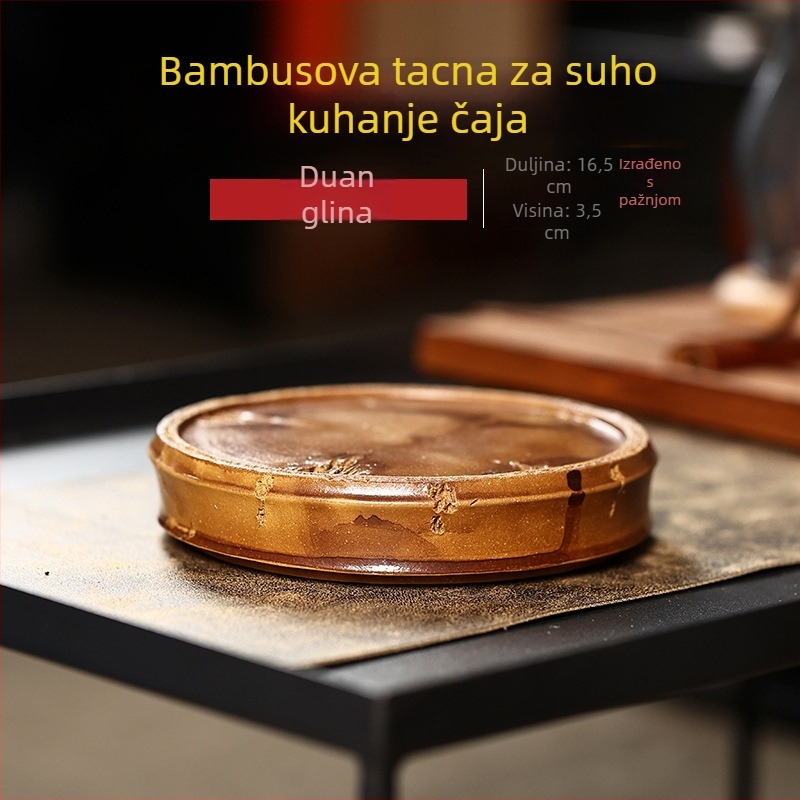 Mala čajna pločica s bambusnim segmentom, platforma za suho namakanje, držač čajnika i pribor za ceremoniju čaja