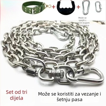Lanac i kaiš za pse od 304 nehrđajućeg čelika, za velike, male i srednje pse, otporan na ugrize, otporan na hrđu