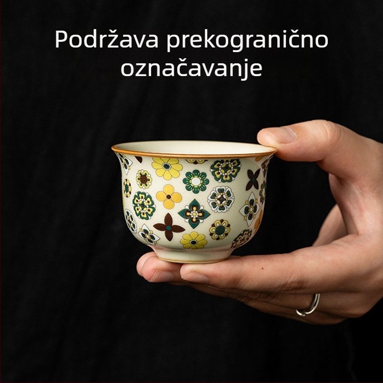 Porcelanska čajna šalica s craquelé glazurom, dekorativni uzorak, za kućnu upotrebu, osobna visokokvalitetna šalica za Kung Fu čaj