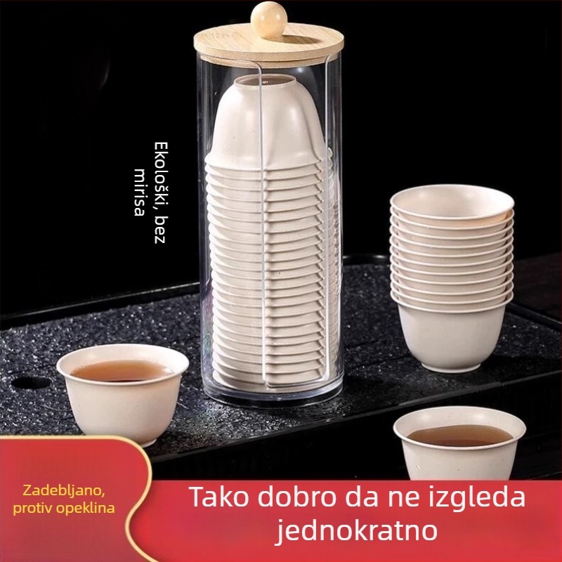 Termo-otporna Kung-Fu šalica za čaj od rižine ljuske, debelo tijelo, prijenosna s držačem za čašu i spremnikom za pohranu