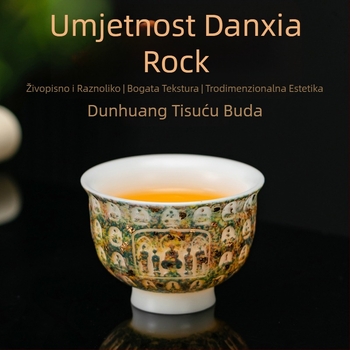 Šalica za čaj s Danxia glazurom, Dunhuanski Majstor Milijun Buddi, porculan, za osobnu upotrebu