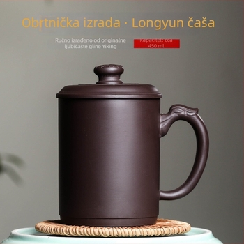 Yixing šalica za čaj od ljubičastog pijeska, ručno izrađena, s poklopcem